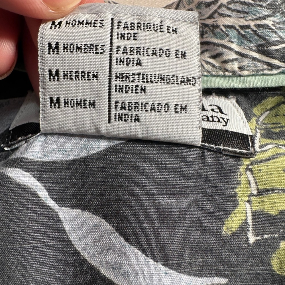 Vintage Columbia Button Down‎ Shirt Mens M Tropical Floral Hawaiian Dark Gray - Picture 7 of 11